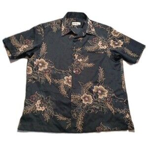 Vintage Tori Richard Men's Large 100% Silk Floral Print Hawaiian Shirt Made USA